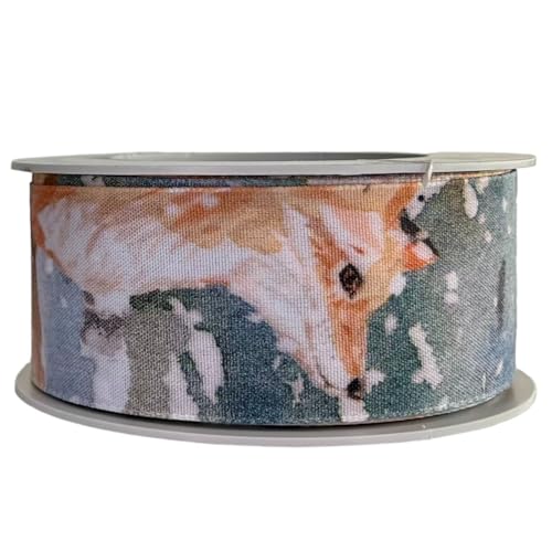 Weihnachtsband 4 cm | Geschenkband Schleifenband | Stoffband | Dekoband | Kränzen, Schleifen, Weihnachten Dekorieren, Geschenk Verpacken (Waldtiere 4 cm x 15 Meter) von Home of Christmas