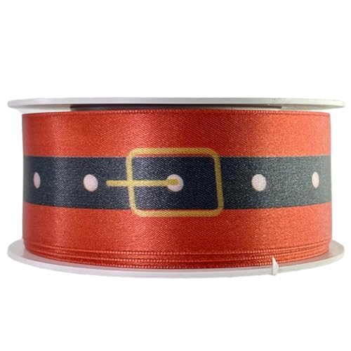 Weihnachtsband 4 cm | Geschenkband Schleifenband | Stoffband | Dekoband | Kränzen, Schleifen, Weihnachten Dekorieren, Geschenk Verpacken (Weihnachtsmann Gürtel 4 cm x 15 Meter) von Home of Christmas