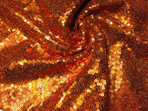 HomeBuy 3 mm Mini-Paillettenstoff, 2-Wege-Stretch für Hochzeit, Kleid, Hintergrund funkelnde oder matte Pailletten, 130 cm breit, 16 Farben (Meterware) (Kupferorange) von HomeBuy