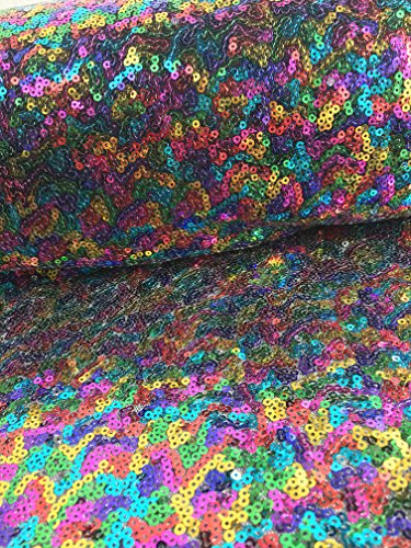 3 mm Mini-Regenbogen-Pailletten-Stoff, 1-Wege-Stretch, 130 cm breit, Meterware von HomeBuy
