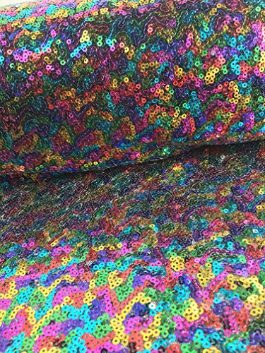 HomeBuy 3 mm Mini-Regenbogen-Paillettenstoff, 1-Wege-Stretch, 130 cm breit (Meterware) von HomeBuy
