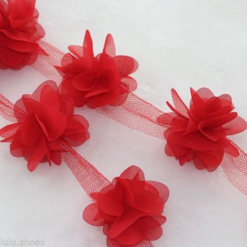 Blütenblätter Chiffon Blätter Besatz – Hochzeit Kleid Brautschmuck Spitzen Stoff – Hot Red – von Yard Blütenblätter Chiffon Blätter Besatz – Hochzeit Kleid Brautschmuck Spitzen Stoff – Hot Red – von Yard von HomeBuy