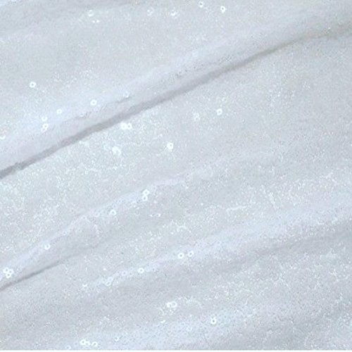 LushFabric 3 mm Mini Pailletten Stoff, 2 Wege Stretch Pailletten für Hochzeit, Kleid, Kulisse, Funkelnde oder Matte Pailletten - 14 Farben - 130 cm breit (Meterware) (Funkelndes Weiß) von LushFabric