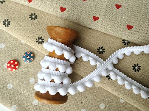 Pearl Pompom-Bommel - beste Qualität Pompoms *Größe Mini 10 mm x 1 m - 26 Farben (Meterpreis) weiß von HomeBuy
