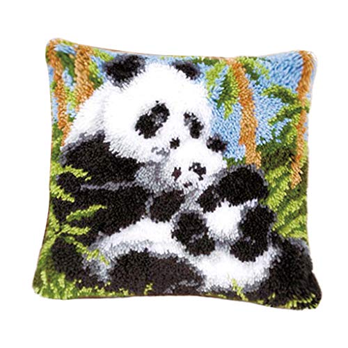 HomeDecTime Knüpfset Knüpfkissen Selberknüpfen Knüpfpackung Kissen Latch Hook kit (Tier/Weihnachten) - Panda von HomeDecTime