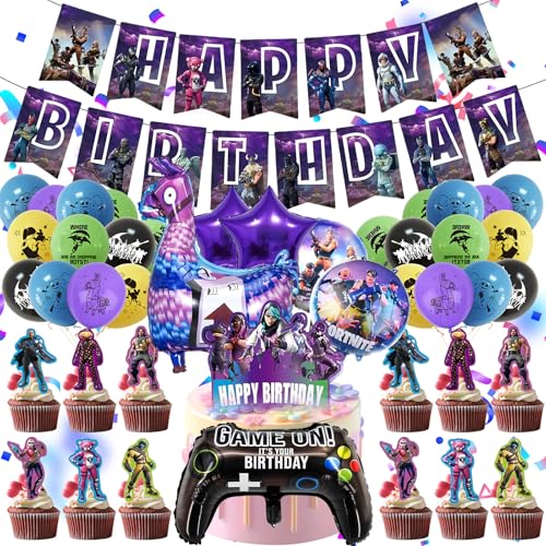 HomeDejavu Geburtstag Deko Luftballon Partygeschirr Set-44 PCS - Fortnit Gamer Videospiel Party für Junge -Tassen Happy Birthday Banner - Kindergeburtstag Supplies Gaming Theme Dekoration HomeDejavu Geburtstag Deko Luftballon Partygeschirr Set-44 PCS - Fortnit Gamer Videospiel Party für Junge -Tassen Happy Birthday Banner - Kindergeburtstag Supplies Gaming Theme Dekoration von HomeDejavu