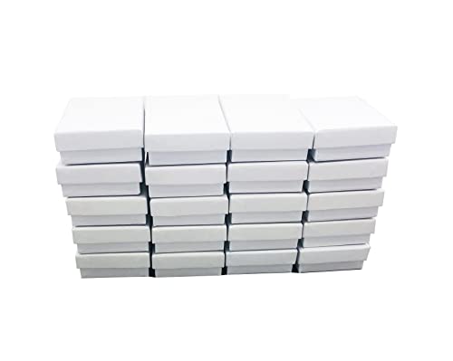 HomeImpel 20 Packungen Papppapier-Schmuckschatullen, 9,9 x 7,9 x 3,8 cm, rechteckige Schmuckschatullen, mit Baumwolle gefüllt, Ohrring-Anhänger, Halskette, Geschenkboxen (weiß) von HomeImpel