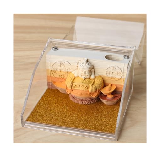 HomeJoySet 3D-Kalender „Gott Des Reichtums“ 2025, Orangefarbener Abreiß-Notizblock, Schreibtisch-Uhr Fürs Büro, Erinnerungen An Schulveranstaltungen(O) von HomeJoySet