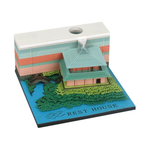 HomeJoySet 3D-Kalender „Rasthaus“ 2025, Orange – Schreibtisch-Notizblock Mit Zeitmesser, Abreißzettel For Büro, Schule, Erinnerungen(Green) von HomeJoySet