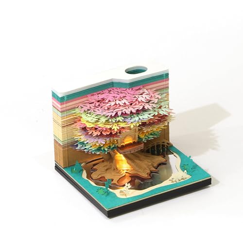 HomeJoySet 3D-Kalender-Notizblock 2025, Tischkalender Mit Uhr Und Licht, Dekoration For Die Feiertage Im Büro(Multicoloured) von HomeJoySet