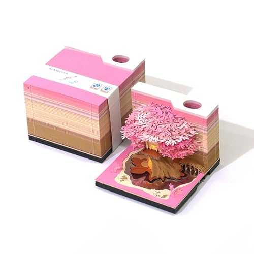 HomeJoySet 3D-Kalender-Notizblock 2025, Tischkalender Mit Uhr Und Licht, Dekoration For Die Feiertage Im Büro(Pink) von HomeJoySet