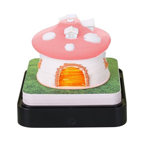 HomeJoySet 3D-Pilzkalender 2025, Rosa 3D-Schreibtisch-Notizblock, Zeitmesser For Büro, Schreibtisch, Erinnerung An Schulveranstaltungen(Pink) von HomeJoySet