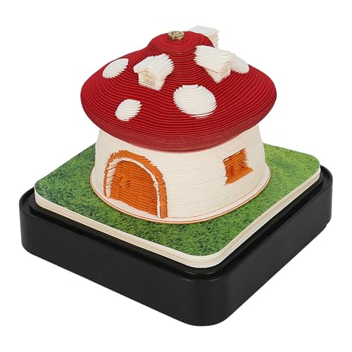HomeJoySet 3D-Pilzkalender 2025, Rosa 3D-Schreibtisch-Notizblock, Zeitmesser For Büro, Schreibtisch, Erinnerung An Schulveranstaltungen(Red) von HomeJoySet