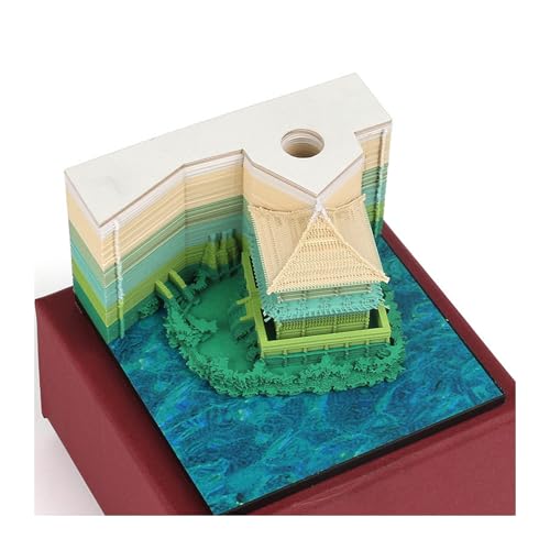 HomeJoySet 3D-Tempelkalender 2025, Schreibtisch-Notizblock, Abreißdesign, Dekoration For Büro-/Schulveranstaltungen(Green) von HomeJoySet