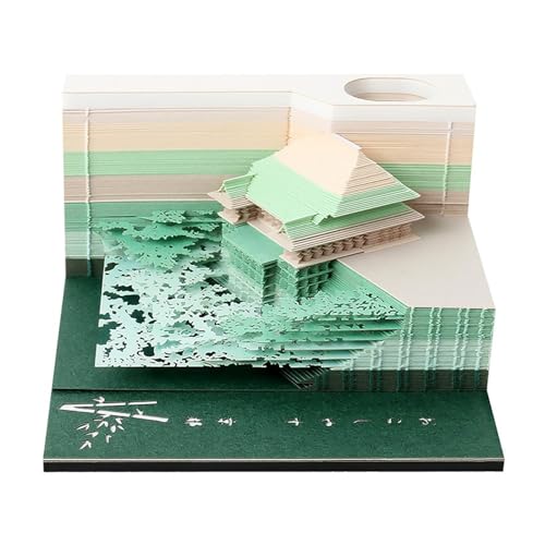 HomeJoySet 3D-Tempelkalender 2025, Schreibtisch-Notizblock, Zeitmesser, Büro-Schul-Event-Erinnerungsdekor(Green) von HomeJoySet