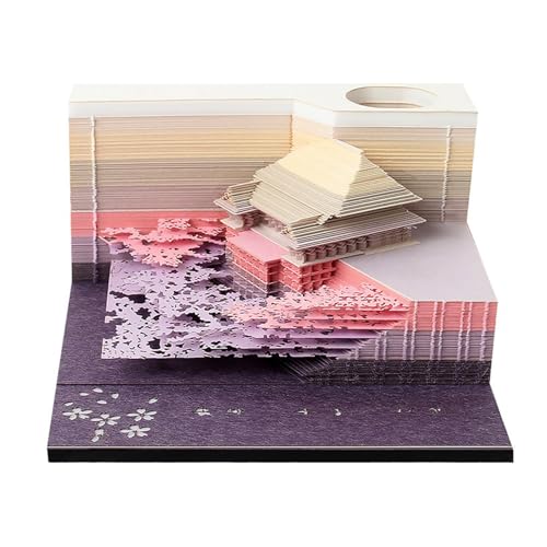 HomeJoySet 3D-Tempelkalender 2025, Schreibtisch-Notizblock, Zeitmesser, Büro-Schul-Event-Erinnerungsdekor(Purple) von HomeJoySet