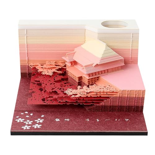 HomeJoySet 3D-Tempelkalender 2025, Schreibtisch-Notizblock, Zeitmesser, Büro-Schul-Event-Erinnerungsdekor(Red) von HomeJoySet