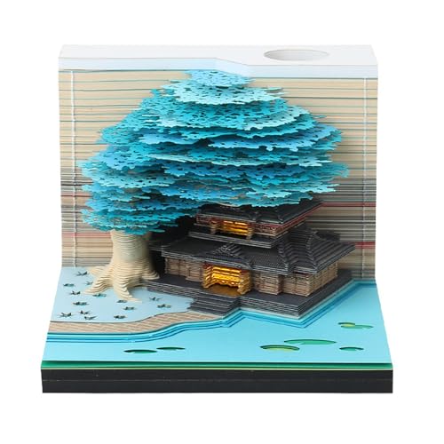 HomeJoySet 3D-Tischkalender 2025, Baumhaus-Notizblock, LED-Licht, Büro-/Schuldekor For Ereigniserinnerungen(Blue) von HomeJoySet