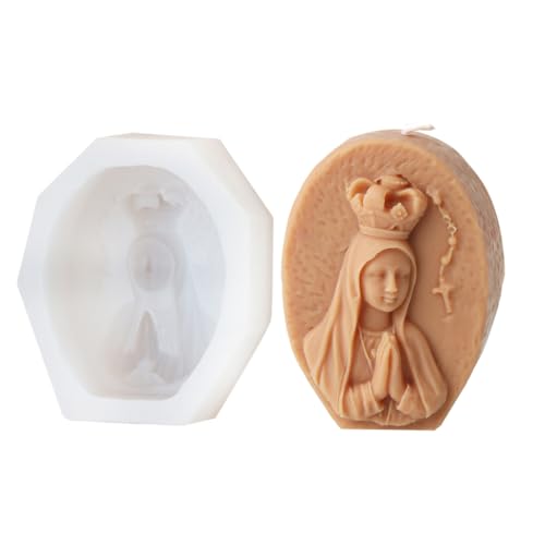 HomeJoySet Silikonformen Mit Religiöser Familie, Epoxidharz, Kerzen, Seife, Gips, Heimdekoration(Oval Madonna photo f) von HomeJoySet