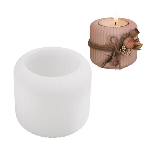 HomeJoySet Zylinderförmige Silikonformen For Teelichtsockel, Ton Und Epoxidharz, Heimdekoration, Basteln(Striped Large Candle) von HomeJoySet