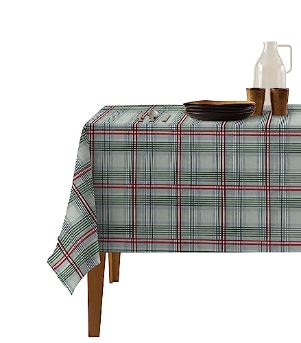 HomeLife - Tischdecke 140 x 360 cm, gefärbtes Baumwollgarn, hergestellt in Italien. Rechteckiger Tischbezug, ideal auch als Outdoor-Tischdecke für 18 Personen | Kariertes Muster [140 x 240 cm, von HomeLife