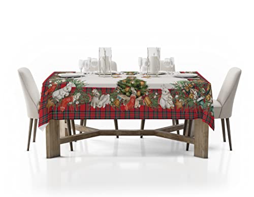 HomeLife Weihnachtstischdecke 140X190 - Rechteckig, 100% Baumwolle, Maschinenwaschbar - Weihnachtstischläufer für den Esstisch von HomeLife