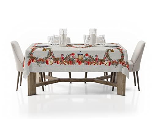 HomeLife Tischdecke für Weihnachten, rechteckig, 6-Sitzer, Größe 140 x 190 cm, Made in Italy, Tischdecke aus Baumwolle, Weihnachten (100 % Baumwolle), Digitaldruck, Wintermotiv von HomeLife
