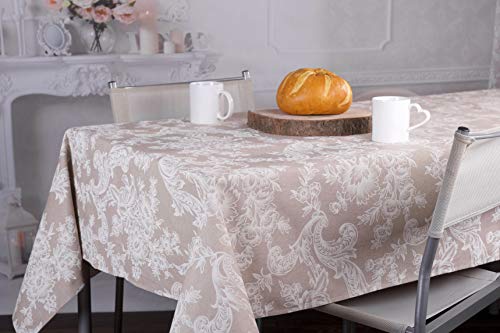 HomeLife große rechteckige Tischdecke aus Baumwolle 140 cm x 240 cm Sitzgelegenheiten 8/10 rechteckige Tischdecke mit Barockdruck von HomeLife