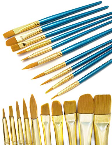 HomeTools.eu® - 20er Pinsel-Set, Aquarell-Pinsel, Mal-Pinsel Schul-Pinsel, Zeichen-Pinsel, Spar-Set, Blauer Holz-Griff, 20-teilig von HomeTools.eu