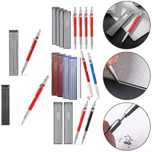 HomeVortex Professioneller Metall-Marker mit Spitzer für Fertigung, Schweißen, Holzbearbeitung, Stahl und Blechmarkierungsanwendungen (4 Stifte, 4 Box-Nachfüllungen) von HomeVortex