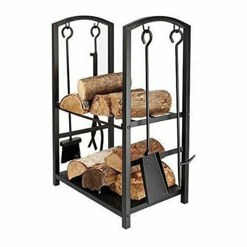 HomeZone Groß Kamin Holzklotz Ständer mit 4 Werkzeugen innen außen Brennholz Halter Lumber Aufbewahrungs Stapel schwarz Schmiedeeisen Protokolle Mülleimer für Tool-Set Bürste Schaufel Poker Zange HomeZone Groß Kamin Holzklotz Ständer mit 4 Werkzeugen innen außen Brennholz Halter Lumber Aufbewahrungs Stapel schwarz Schmiedeeisen Protokolle Mülleimer für Tool-Set Bürste Schaufel Poker Zange von HomeZone