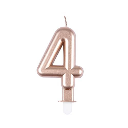 Homéa, Geburtstagskerze, Zahl 4, mit Kunststoffhalterung, Höhe 7,5 cm, Roségold Homéa, Geburtstagskerze, Zahl 4, mit Kunststoffhalterung, Höhe 7,5 cm, Roségold von Homéa