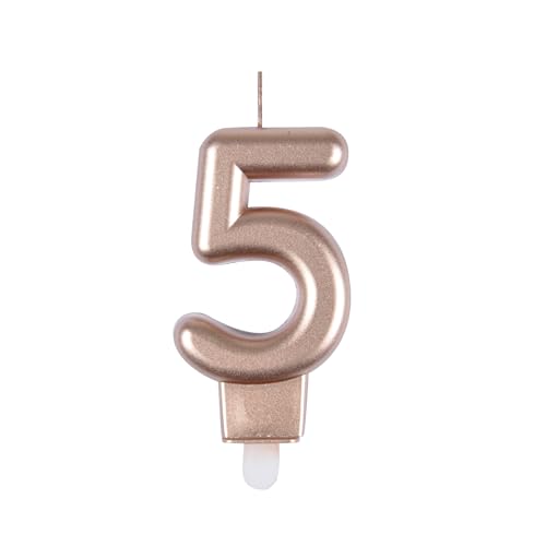 Homéa, Geburtstagskerze, Zahl 5, mit Kunststoffhalterung, Höhe 7,5 cm, Roségold Homéa, Geburtstagskerze, Zahl 5, mit Kunststoffhalterung, Höhe 7,5 cm, Roségold von Homéa