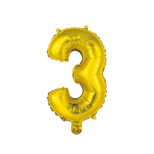 Homéa, Luftballon Zahl 3, Metallise, aus Aluminium, mit Strohhalm, Höhe 40 cm, goldfarben Homéa, Luftballon Zahl 3, Metallise, aus Aluminium, mit Strohhalm, Höhe 40 cm, goldfarben von Homéa