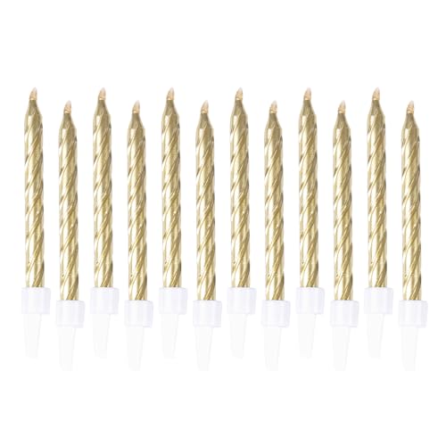 Homéa, Set mit 12 metallisierten Kerzen, mit Kunststoffhalterung, Höhe 6 cm, goldfarben Homéa, Set mit 12 metallisierten Kerzen, mit Kunststoffhalterung, Höhe 6 cm, goldfarben von Homéa