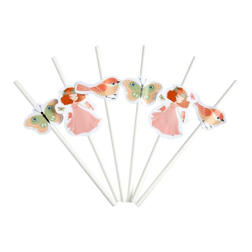 Homéa, Set mit 6 dekorativen Trinkhalmen aus Karton, Höhe 20 cm, Prinzessin Natur von Homéa