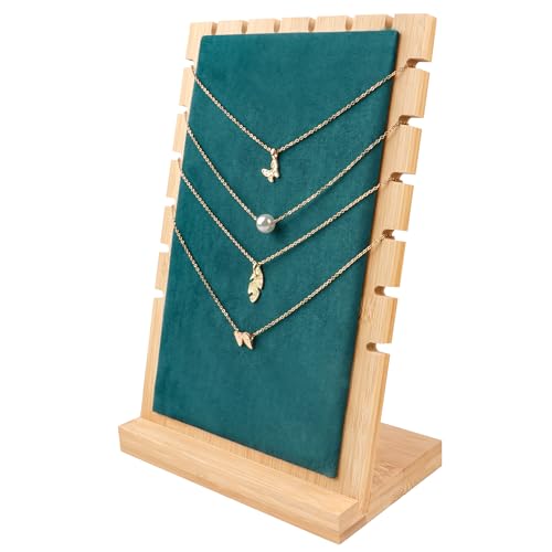 Homeanda Bambus-Halskettenständer, vertikaler Halskettenhalter, lange Kette, Schmuck-Organizer mit Samt gepolstert, Armband-Anzeigetafel für Anhänger-Halskette Homeanda Bambus-Halskettenständer, vertikaler Halskettenhalter, lange Kette, Schmuck-Organizer mit Samt gepolstert, Armband-Anzeigetafel für Anhänger-Halskette von Homeanda