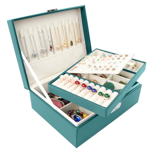Homeanda schmuckkästchen damen schmuckschatulle schmuckkästchen mit schlüssel schmuckbox leder schmuckschatulle groß schmuckkästchen schmuckschatullen(UG-Grün) von Homeanda