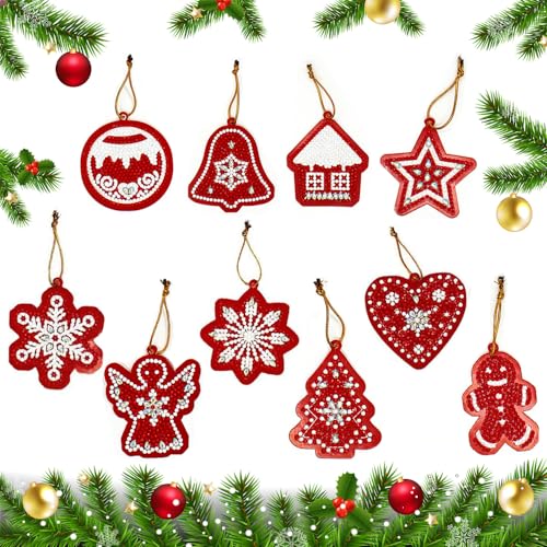 10 Stück Diamond Painting Weihnachts Anhänger, Weihnachtsbaum Anhänger, Diamant Malerei Pendant, Christmas Tree Decoration, Weihnachtsanhänger, Weihnachtsdeko von Homefantasy