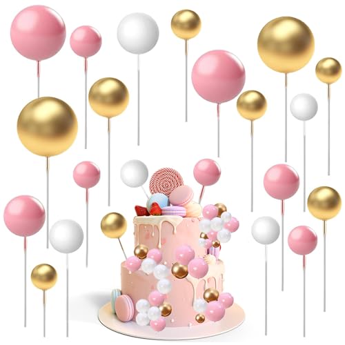 108 Stück Geburtstag Babyparty Hochzeit Kuchen Dekoration,Kuchen Deko Geburtstag,Deko Torten Gold,Deko Torten, fur Kuchen Topper füR Hochzeit Hochzeitstag Geburtstag Babyparty(Gold, Weiß, Rosa) von Homefantasy