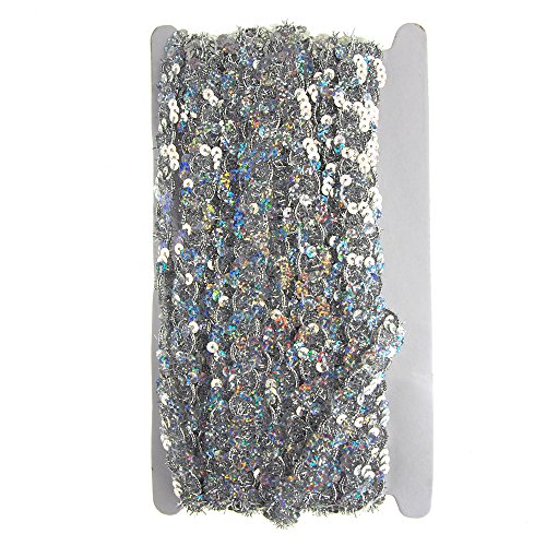 Homeford Metallischer Pailletten-Besatz, gewellt, 18 mm, 13,7 m (Silber) von Homeford