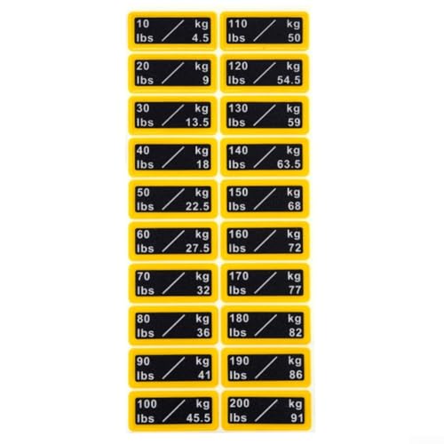 1 Bogen Gewichts-Aufkleber, Gewichtsstapel-Etiketten, 4,5 kg bis 45,4 kg, für Elektrogeräte, Fitnessgeräte (4,5–90,7 kg) von Homefurnishmall