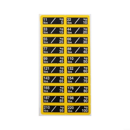 1 Bogen Gewichts-Aufkleber, Gewichtsstapel-Etiketten, 4,5 kg bis 45,4 kg, für Elektrogeräte, Fitnessgeräte (5–100 kg) von Homefurnishmall