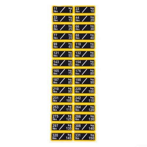 1 Bogen Gewichts-Aufkleber, Gewichtsstapel-Etiketten, 4,5 kg bis 45,4 kg, für Elektrogeräte, Fitnessgeräte (5–150 kg) von Homefurnishmall