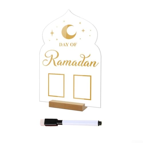 Ästhetisches Ramadan-Countdown-Ornament aus Acryl mit stabiler Holzstütze für Eid-Events (B) von Homefurnishmall