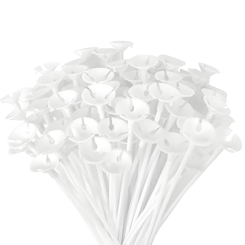 100 Stück transparente Ballonhalter aus Kunststoff, verstärkte und starre Stange, Handhalter, wiederverwendbare Ballonstäbe und Ständer, geeignet für Hochzeiten, Geburtstage, Festivals, Dekorationen von Homeily