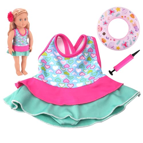 Schwimmset für Puppen Liebemotiven, Puppenkleidung Sommer, Puppen Kleidung Outfits für 35-45cm Baby Puppen 3teilig Puppen Badeanzug Set mit Schwimmring Geschenke für Mädchen Jungen Kinder Schwimmset für Puppen Liebemotiven, Puppenkleidung Sommer, Puppen Kleidung Outfits für 35-45cm Baby Puppen 3teilig Puppen Badeanzug Set mit Schwimmring Geschenke für Mädchen Jungen Kinder von Homeinmind