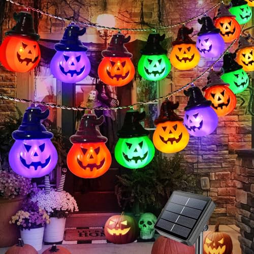 Homeleo Solarlampen Halloween Deko Outdoor, Solar Kürbis Deko String Lichter, 3Meters 20 LED Mehrfarbig Halloween Lichterkette für Garten Fenster Dekorationen Homeleo Solarlampen Halloween Deko Outdoor, Solar Kürbis Deko String Lichter, 3Meters 20 LED Mehrfarbig Halloween Lichterkette für Garten Fenster Dekorationen von Homeleo