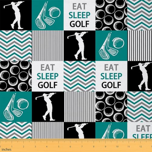 Homemissing Golf Stoff Meterware für Stühle Golfspieler Polsterstoff für Stühle Sport Spiel Patchwork Stoffe Modern Geometrisch Blau Grün Stoff 92x150cm von Homemissing