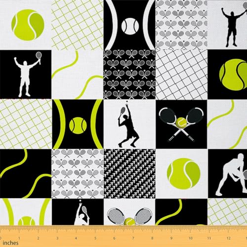 Homemissing Kinder Tennis Patchwork Stoffe Sports Spiel Stoff 92x150cm Tennis Gaming Stoff Meterware für Stühle Gelb Weiß Schwarz Plaid Polsterstoff Homemissing Kinder Tennis Patchwork Stoffe Sports Spiel Stoff 92x150cm Tennis Gaming Stoff Meterware für Stühle Gelb Weiß Schwarz Plaid Polsterstoff von Homemissing